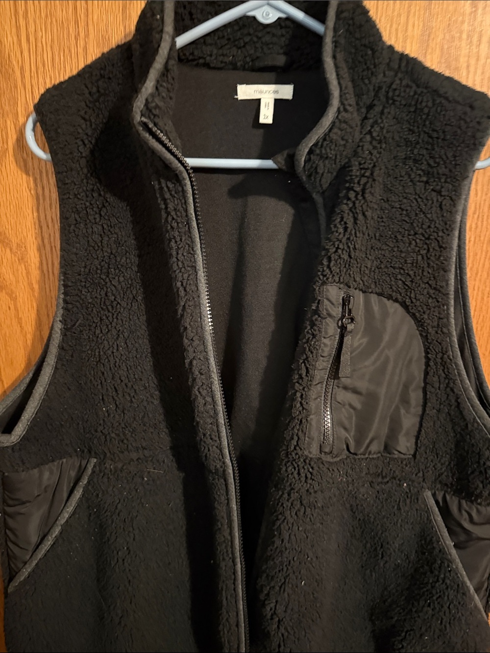 Maurices Black Sherpa Zip Vest size 1X